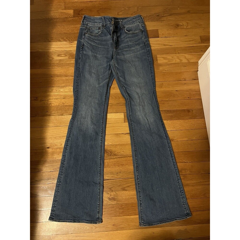 American Eagle Outfitters Women's Blue Medium Wash Bootcut Stretch Denim Jeans